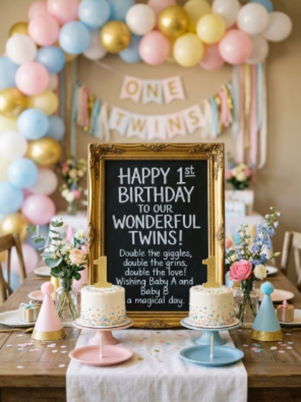Birthday Wishes for Baby Twins on 1st Birthday
