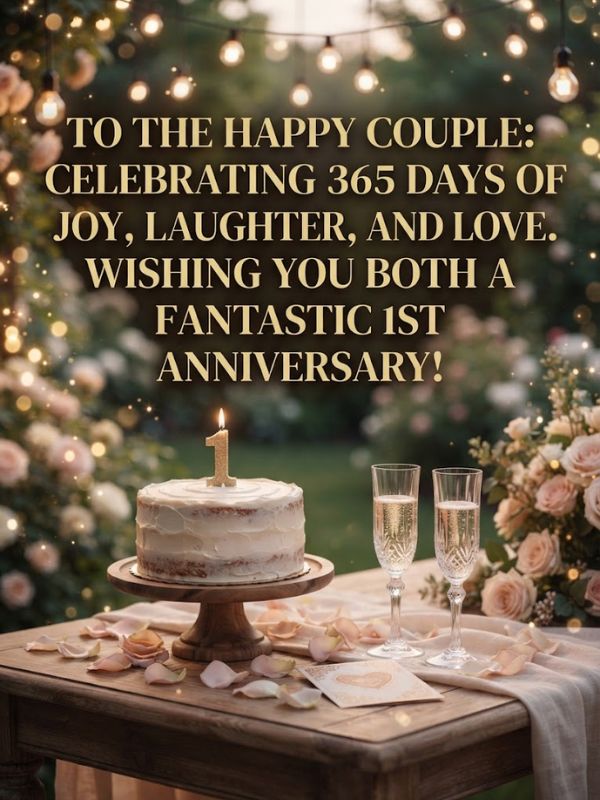 1st Year Wedding Anniversary Wishes for Friends