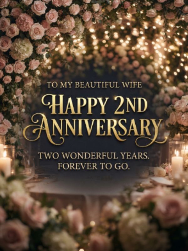 2nd Anniversary Wishes for a Beautiful Wife
