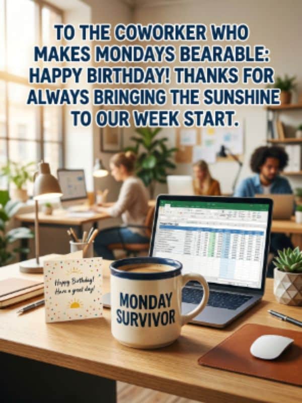 Birthday Wishes For Coworker Who Makes Mondays Bearable Always