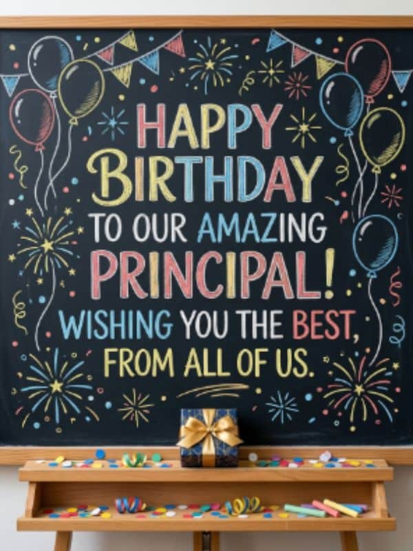 Birthday wishes for the Principal from Whole Class
