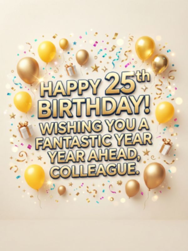 Cheerful 25th Birthday Wishes for Colleague