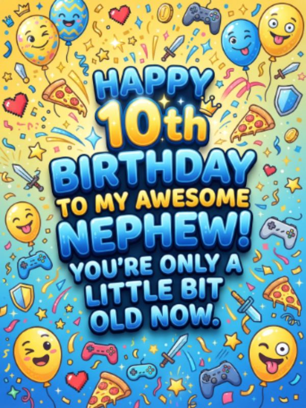 Funny 10th Birthday Wishes to My Awesome Nephew