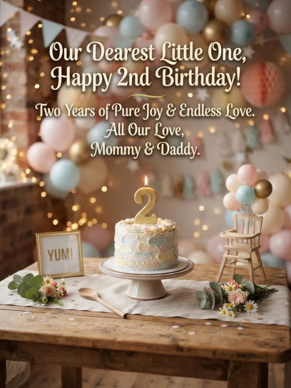 Heartfelt 2nd Birthday Wishes from Both Loving Parents