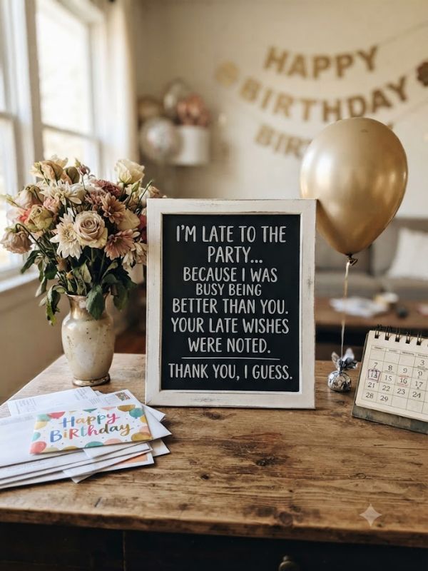 Savage Late Thank You for Birthday Wishes