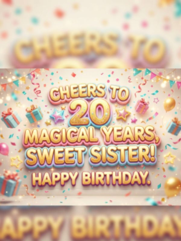 Sweet 20th Birthday Wishes Joyfully Expressing Toward Sister